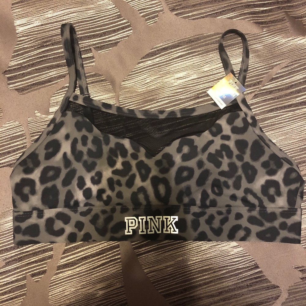 NWT Victoria’s Secret Pink grey cheetah sports bra